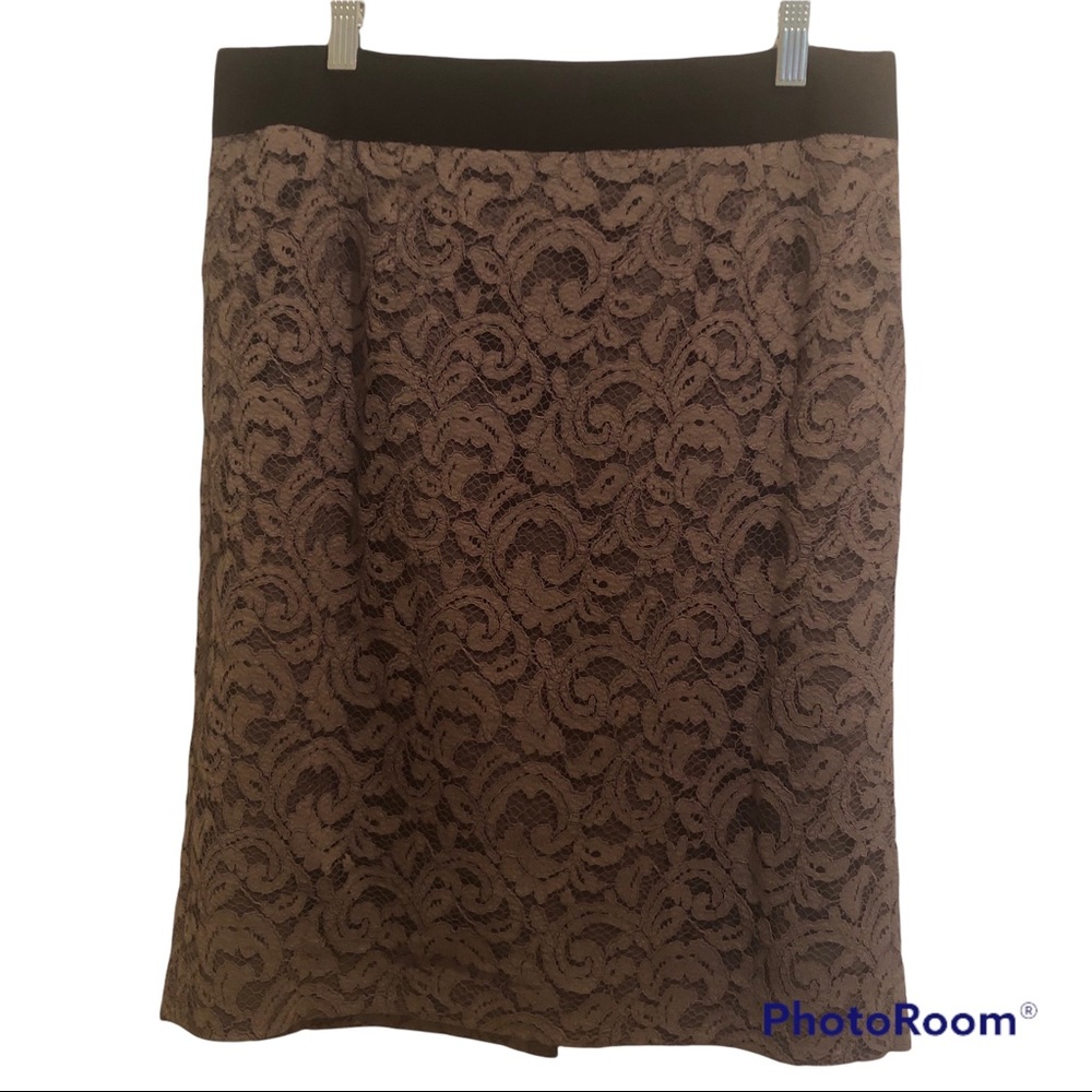 NWOT Banana Republic Lace Overlay Skirt, size 8, brown